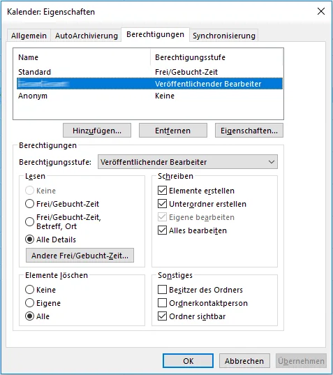 AID081 Outlook Kalender Eigenschaften