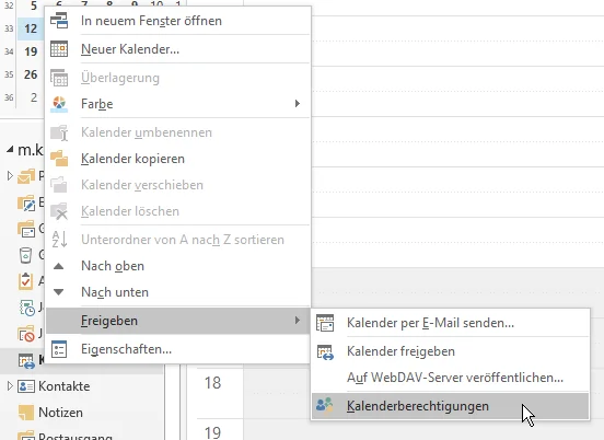 AID081 Outlook Kalender Berechtigungen