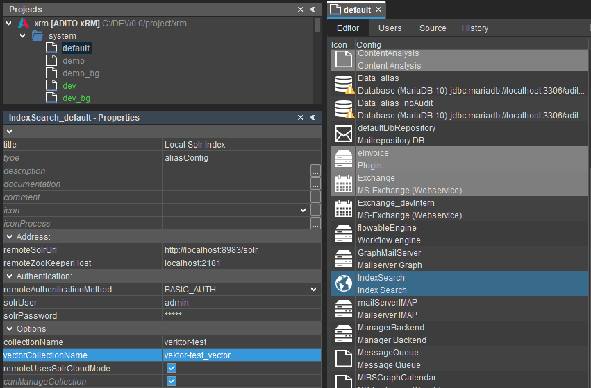 IndexSearch alias configuration