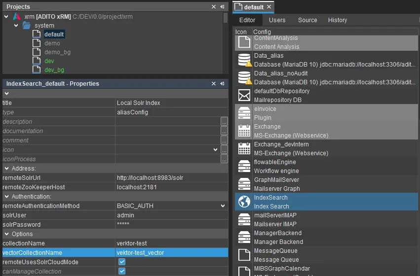 IndexSearch alias configuration