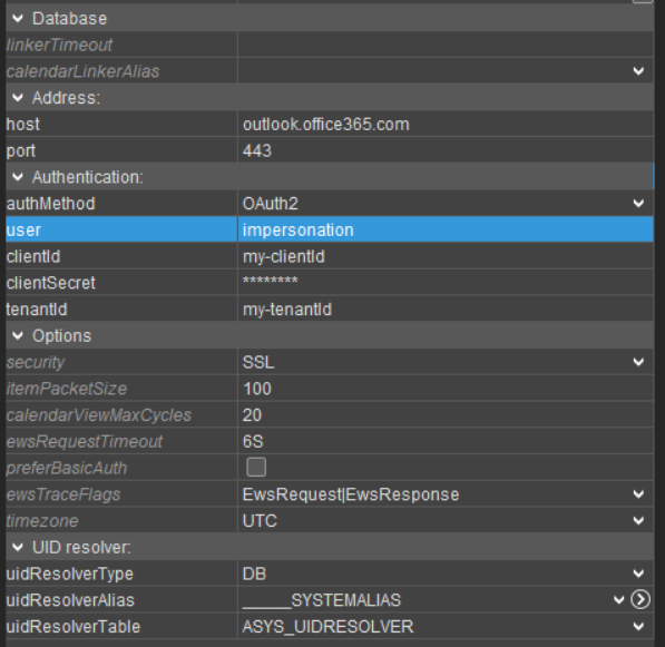EWS OAuth2 impersonation configuration