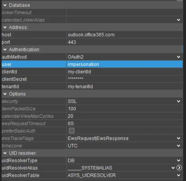 EWS OAuth2 impersonation configuration
