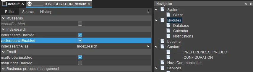 Instance configuration for vector search