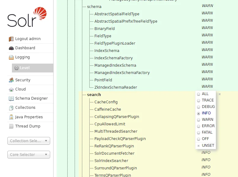 Solr edit Log-Level