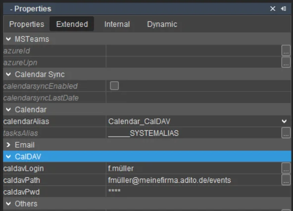 CalDAV extended user properties