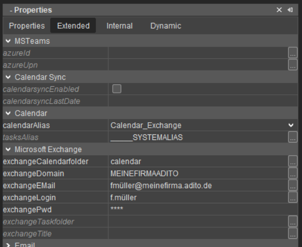 EWS delegated impersonation user properties