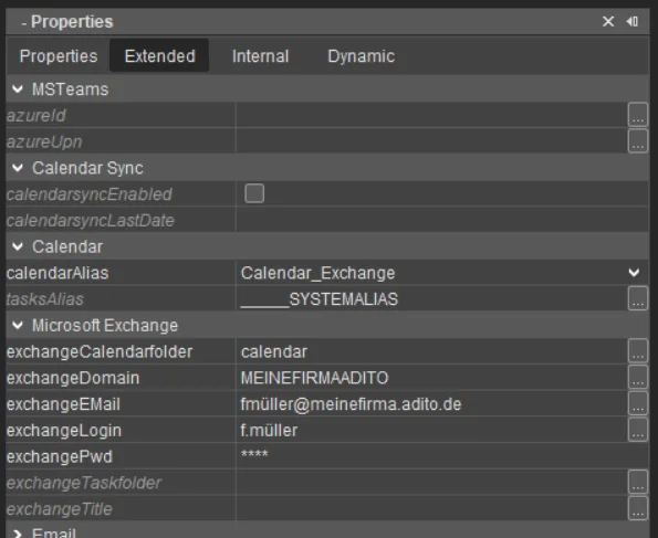 EWS delegated impersonation user properties