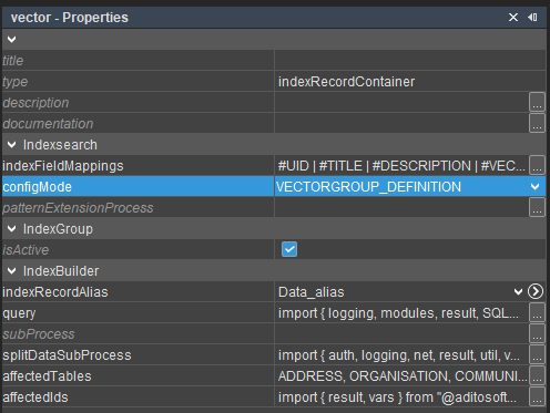 Vector record container configuration