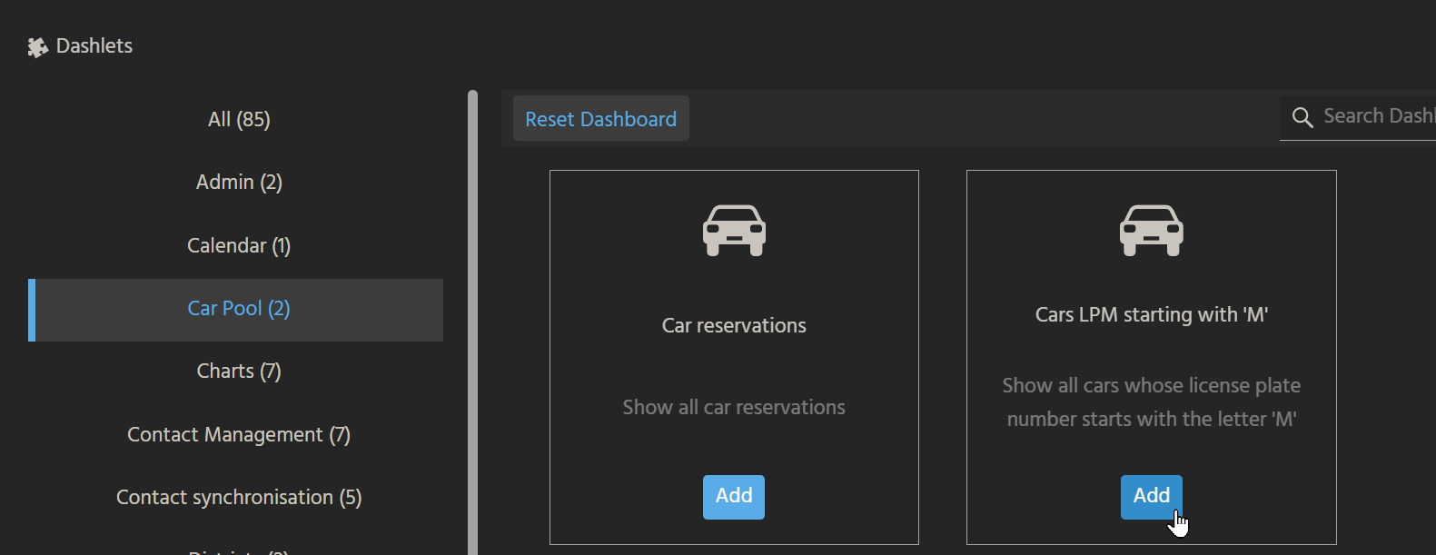Add dashlet 2