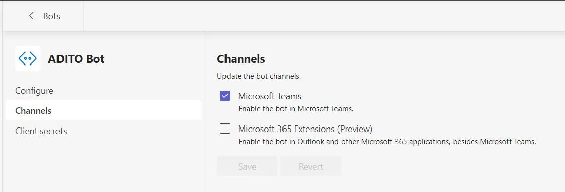 channels option