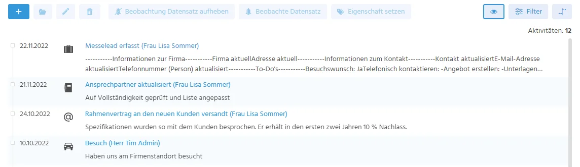 Timeline view