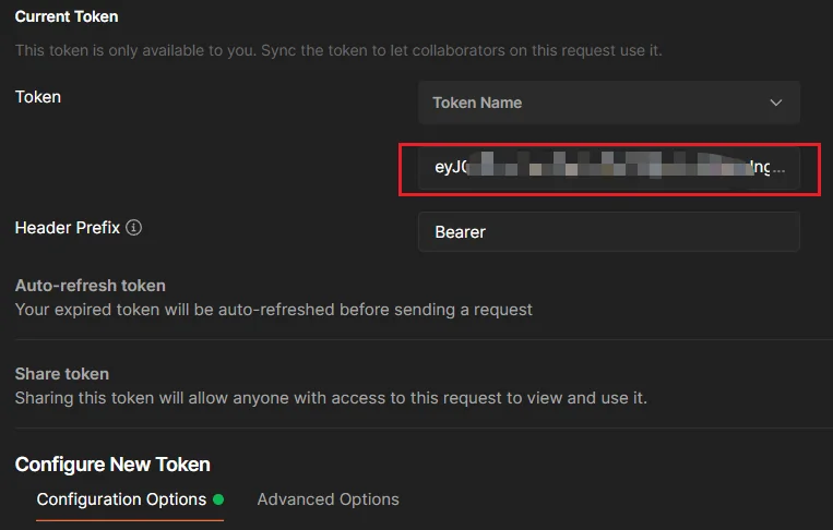 current token