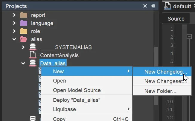 Data_alias context menu