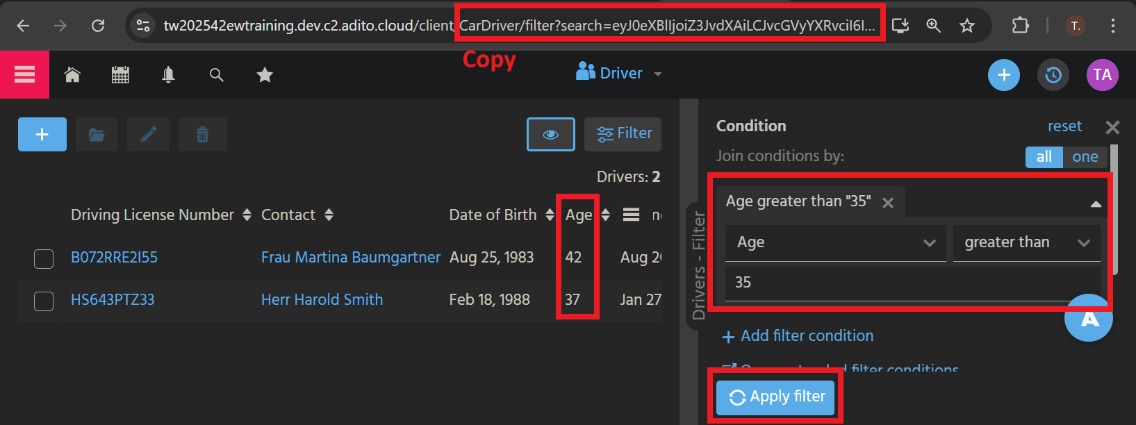 Drivers filtered