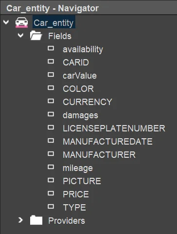 EntityFields of Car