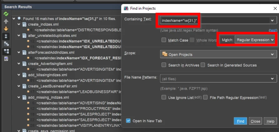 find oversized indexes