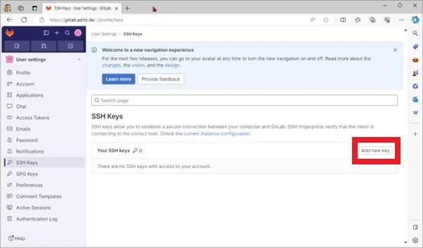 Add SSH key in GitLab