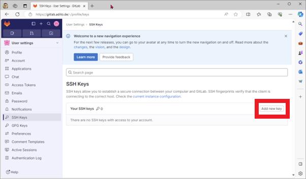 Add SSH key in GitLab