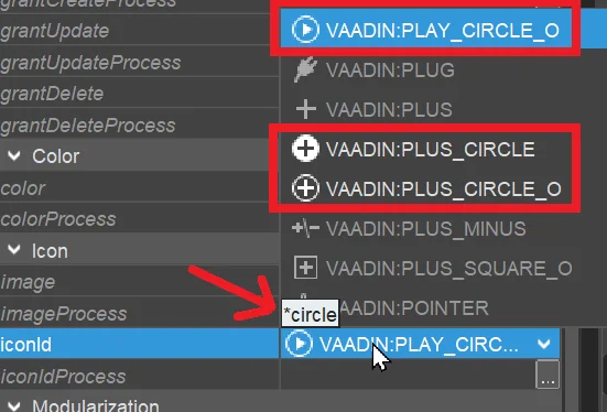 Icon selection