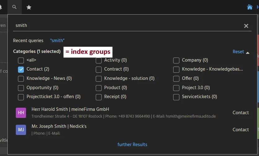 Indexgroups / Categories