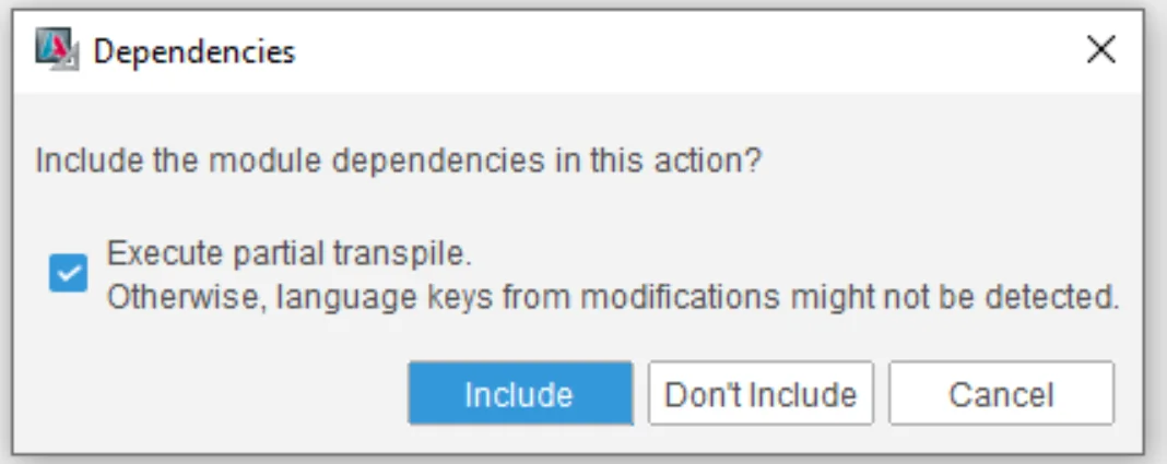 dependencies dialog