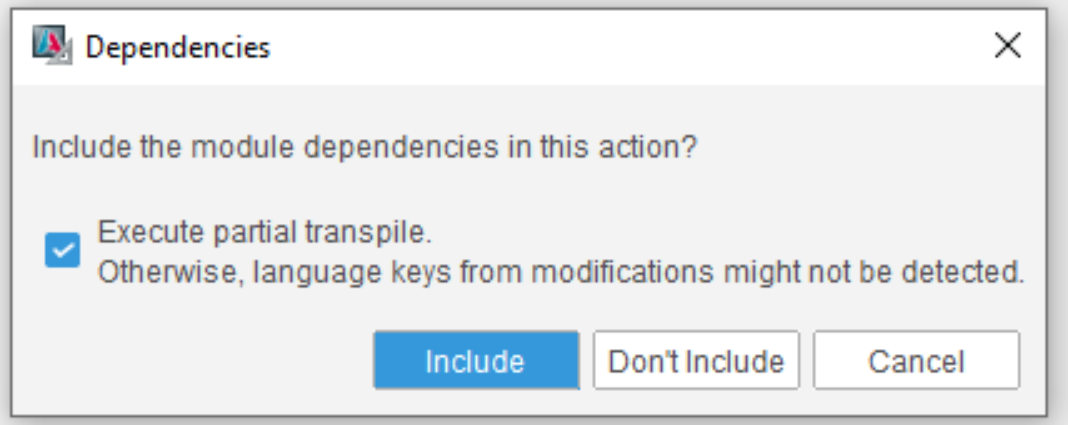 dependencies dialog