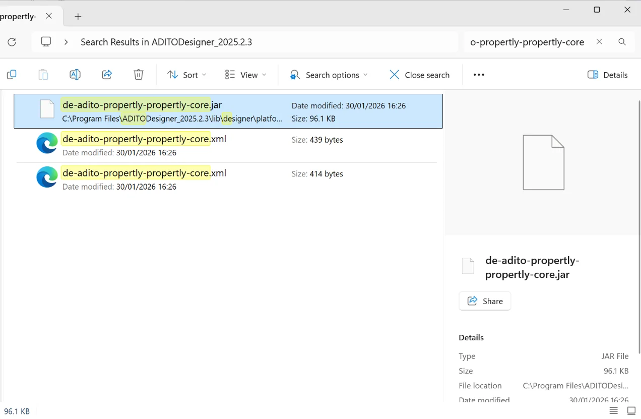 Search result for a library in Windows File Explorer