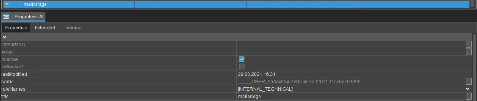 Technical User Properties