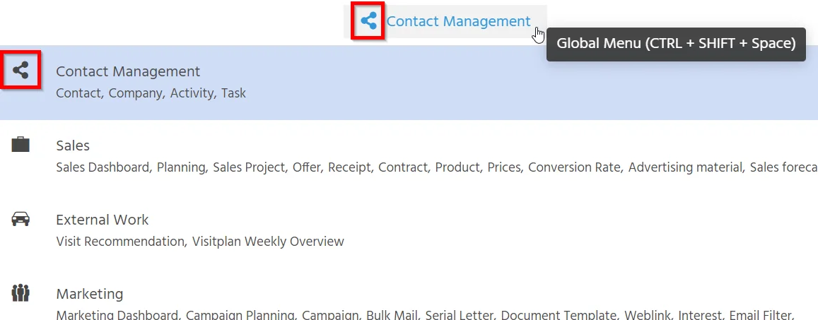 menu group icon client