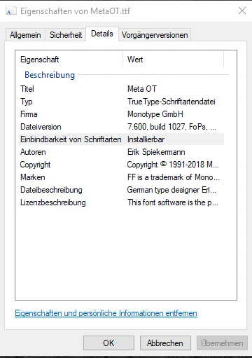Font properties