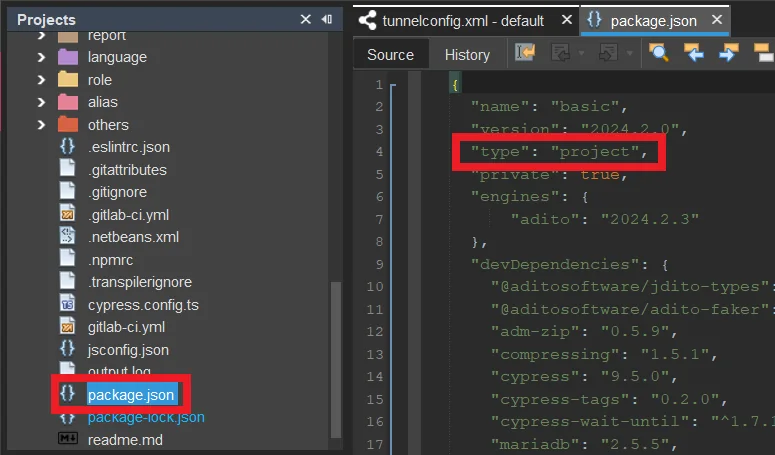package.json transpile