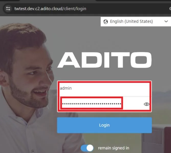 Paste admin password