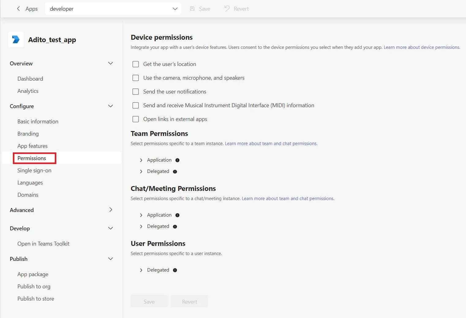 permissions option