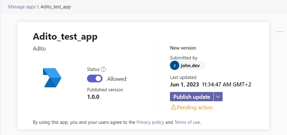 publish update