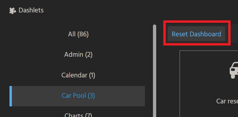 Reset Dashboard
