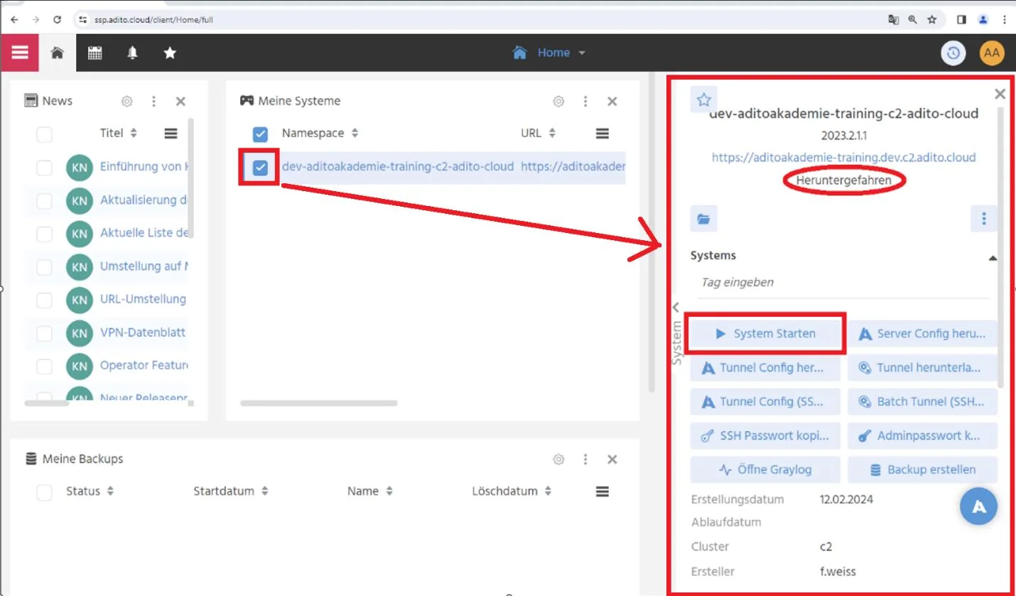 System preview panel