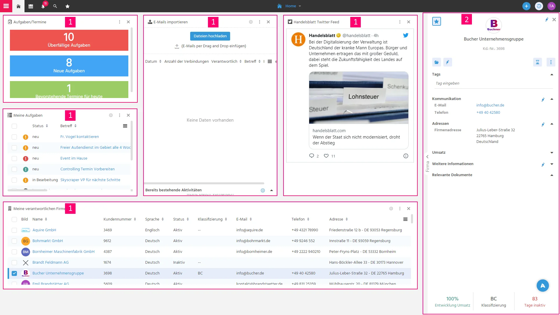 My Dashboard layout